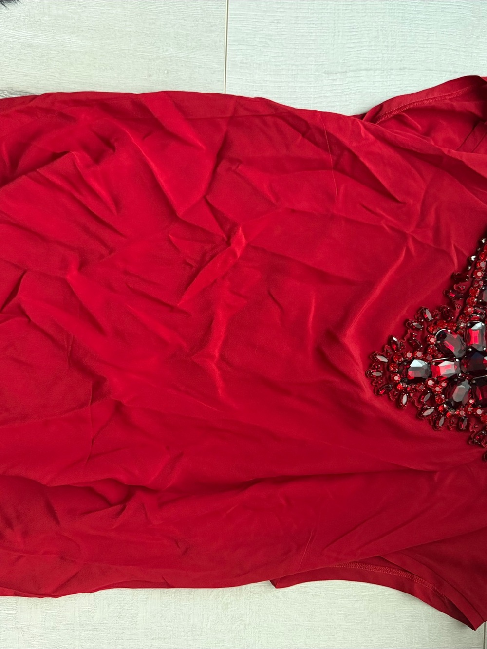 Dolce & Gabbana Red Embellished Jewel Tunic Top